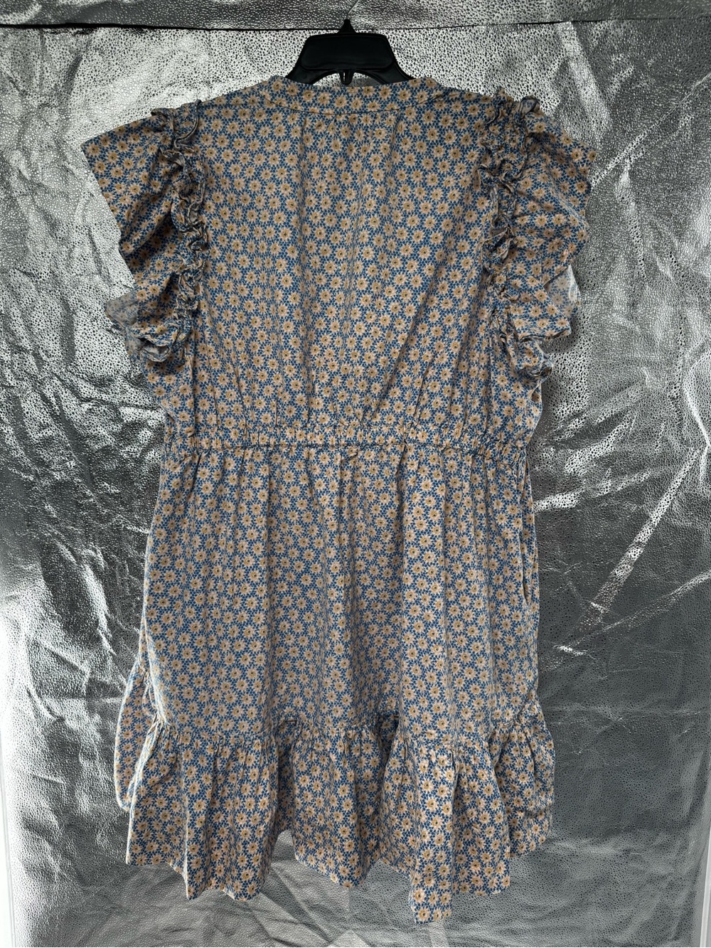 Anthropologie ruffle sleeve mini dress boho print cotton 2X - Picture 4 of 10